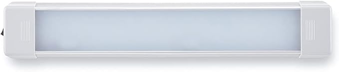 LED Interior Utility Light Fixture 14.6" x 2.6", High Lumen-Output Low Current Draw Energy Efficient, Frosted Lens 6000K Cool-White Even Diffused Beam, On/Off Rocker Switch 12V-24V DC, 1-Pack