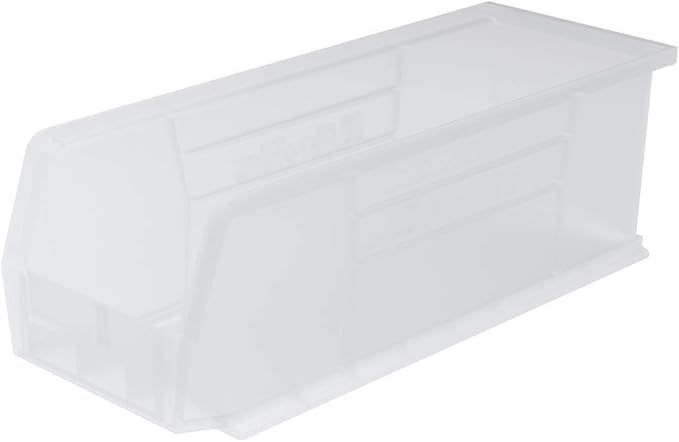 Akro-Mils 30234 AkroBins Plastic Storage Bins, Space-Saving Stackable Bins for Garage, Pantry, Craft Organization, 15-" x 5-" x 5-", Clear, 12-Pack