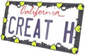 Creathome 3D Daisy Heart License Plate Frame from Pure Zinc Alloy Metal Perfect Plate Holder, Matt Black Daisy with Yellow Reflective Heart