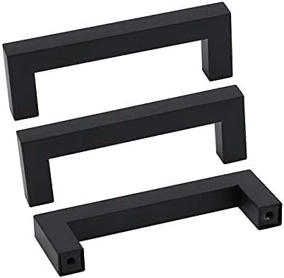 goldenwarm 150 Pack 4 INCH Black Square Bar Cabinet Pull - Drawer Pulls Stainless Steel Modern Hardware for Kitchen and Bathroom Cabinets Cupboard - Center to Center 4in(102mm) Cabinet Handles