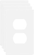 1-Gang Screwless Duplex Wall Plate Cover Single Switch Outlet Electrical Faceplate for Light Switch, Smart Switch, Receptacle, Dimmers, USB Outlet, GFCI, Child Safe Cover Plate, White (4-Pack)