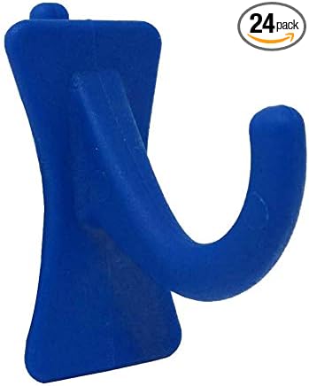 PegPro® J Hooks Kit for Standard “Wood Fiber” pegboard – Durable Plastic Pegboard Hooks - for Garage, Kitchen, Craft Room, and More (J Hook - 24 Pack, Blue)