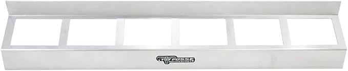 Pit Posse 304 Six Quart Oil Can Rack Holder 32" Caddy Wall Hanger Aluminum Shelf - Made in USA - Holds 6 Quarts of Motor Engine Oil - Enclosed Race Trailer Shop Garage Storage Organizer (Silver)
