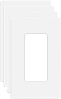 1-Gang Screwless Decora Wall Plate Cover Single Switch Outlet Electrical Faceplate for Light Switch, Smart Switch, Receptacle, Dimmers, USB Outlet, GFCI, Child Safe Cover Plate, White (4-Pack)