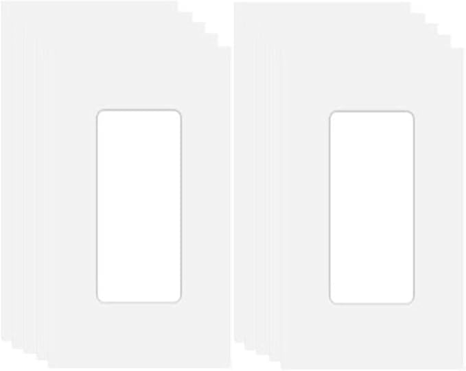 1-Gang Screwless Decora Wall Plate Cover Single Switch Outlet Electrical Faceplate for Light Switch, Smart Switch, Receptacle, Dimmers, USB Outlet, GFCI, Child Safe Cover Plate, White (10-Pack)