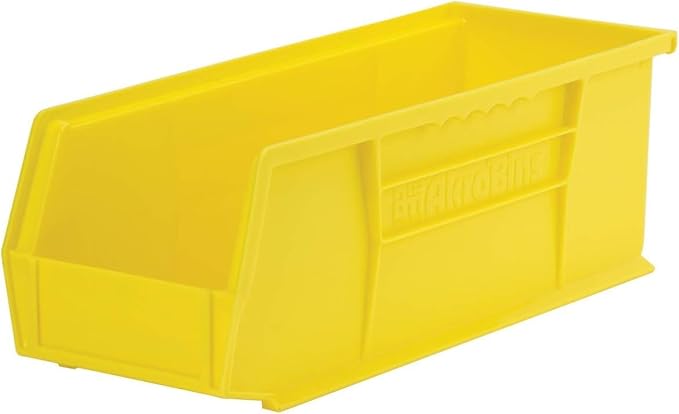 Akro-Mils 30234 AkroBins Plastic Storage Bins, Space-Saving Stackable Bins for Garage, Pantry, Craft Organization, 15-" x 5-" x 5-", Yellow, 12-Pack