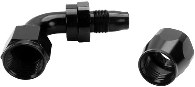 LokoCar 6AN Hose End Fitting 90 Degree Swivel For CPE Braided Hose Black 2Pcs