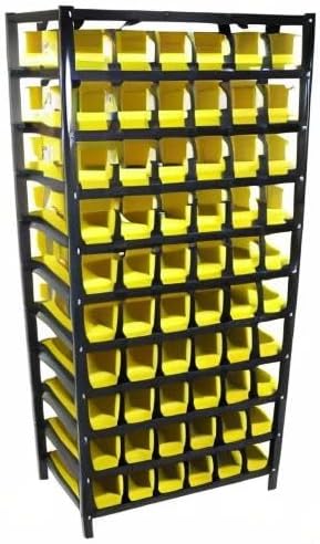 Erie Tools TLPB60 60 Parts Bin Shelving Organize with Plastic Bins for Garage, Shop, and Home Storage