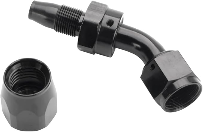 LokoCar 10AN Hose End Fitting 45 Degree Swivel For CPE Braided Hose Black 2Pcs