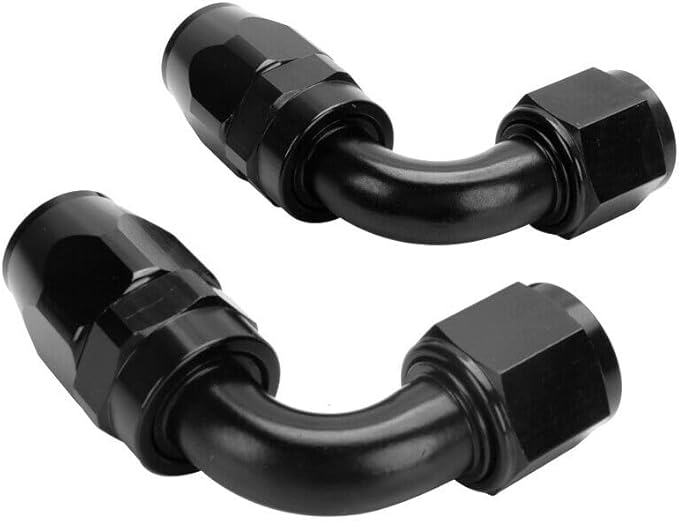 LokoCar 10AN Hose End Fitting 90 Degree Swivel For CPE Braided Hose Black 2Pcs