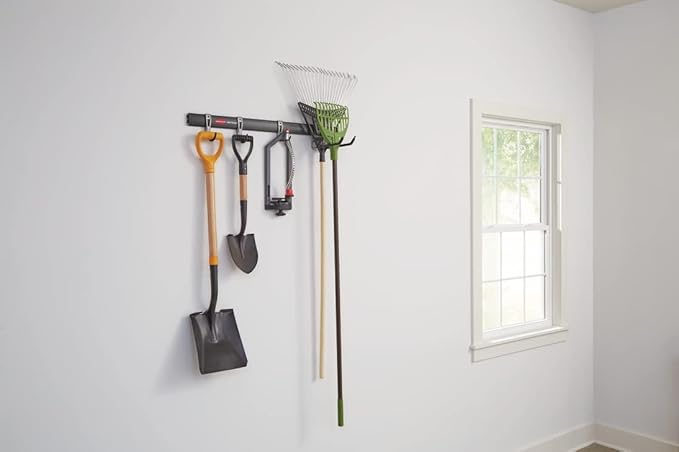 Rubbermaid FastTrack Garage Storage Utility Hooks 5 Piece Black All in One Rail Hook Kit and Tool Organizer Heavy Duty for Home/Garage/Shed/Garden