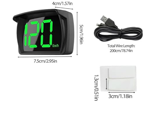 Heads Up Display for Cars HUD GPS Speedometer MPH with QC3.0 Fast Charger & Stable Silicone Pads, 2M USB Cable, Digital Speedometer for Cars Trucks, Boats SUV, Motorcycle Plug & Play