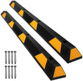 Heavy Duty Rubber Parking Curb Target High Reflective Yellow Safety Stripes