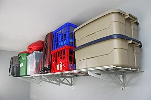 SafeRacks Wall Shelves - 4 Pk 24"x48" Wall Mountable Shelving Unit for Storage Rack, Pantry Shelves, Utility Shelving, Heavy Duty Shelves w/ 8 Versatile Accessory Hooks, 500lbs Capacity, White