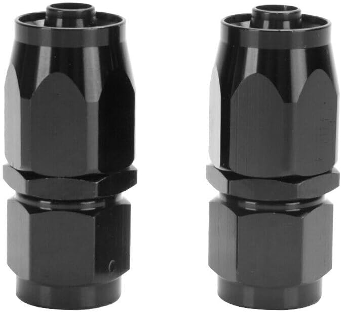 LokoCar 12AN Hose End Fitting 0 Degree Straight Swivel For CPE Braided Hose Black 2Pcs