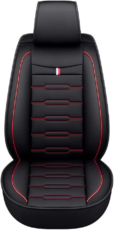 Seat Covers Full Set, Waterproof Leather Seat Covers for Cars, 5 Seats Universal Car Seat Protectors, Black Car Seat Covers Car Seat Cushions Fit for Most Cars (Black-red)