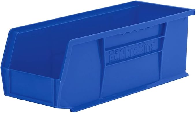 Akro-Mils 30234 AkroBins Plastic Storage Bins, Space-Saving Stackable Bins for Garage, Pantry, Craft Organization, 15-" x 5-" x 5-", Blue, 12-Pack