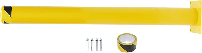 Parking Post Safety Bollard Post 60in Height Parking Barrier Parking Obstacle Piles with Anchor Bolts Industrial Yellow Powder Coated Steel Bollards for Entrances, Parking Lots, Sidewalks(60H*4.5Din)