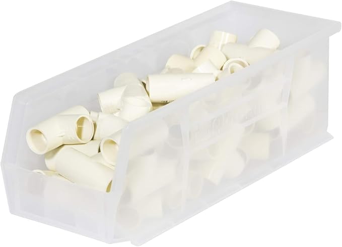 Akro-Mils 30234 AkroBins Plastic Storage Bins, Space-Saving Stackable Bins for Garage, Pantry, Craft Organization, 15-" x 5-" x 5-", Clear, 12-Pack