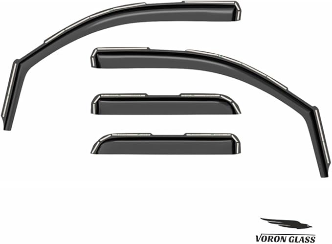 Voron Glass in-Channel Extra Durable Rain Guards for Trucks Chevrolet (Chevy) Silverado/GMC Sierra 2014-2018 Double Cab, Window Deflectors, Vent Window Visors, 4 Pieces - 230092