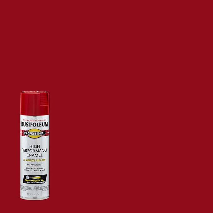 Rust-Oleum 7564838 Professional High Performance Enamel Spray Paint, 15 Oz, Gloss Safety Red