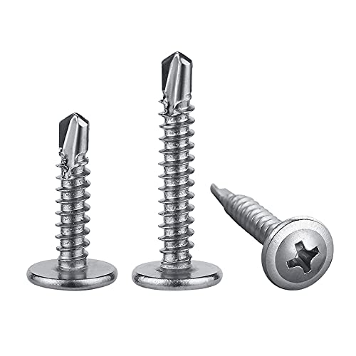 Wensilon（200pcs）#8×1”for Sheet Metal Self-Tapping Screws 410 Stainless Steel Truss Head High-Strength Quick Tapping Screws