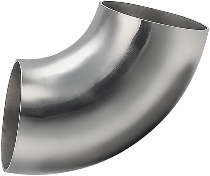 Cotonake OD 5 Inch 90 Degree SS304 Stainless Steel Bend Tube Exhaust Elbow Pipe for Car Modified Exhaust System 5" Piping Silver Tone，Stair Handrail (1pcs)