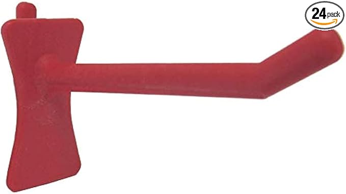 PegPro® 2" Hooks Kit for Standard “Wood Fiber” pegboard – Durable Plastic Pegboard Hooks - for Garage, Kitchen, Craft Room, and More (2" Hook - 24 Pack, Red)
