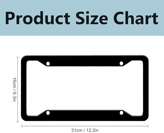 Personalized License Plate Frames Custom License Plate Holder 4 Holes Text Customizable Design Black Metal Chrome Car Tag Sign Funny Gift for Men Women Front or Back of Car Truck 6.3"x12.2"