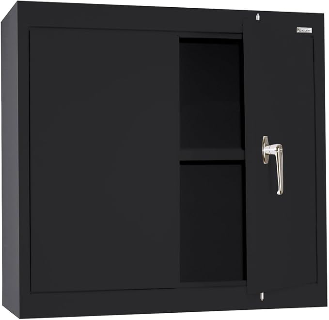 Sandusky Lee WA11301226-09 Wall-Mount Metal Storage Cabinet with Adjustable Shelf, Locking Handle, 200lb Capacity, 12" Depth x 30" Width x 26" Height, Black