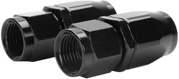 LokoCar 4AN Hose End Fitting 0 Degree Straight Swivel For CPE Braided Hose Black 2Pcs