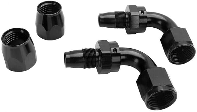 LokoCar 8AN Hose End Fitting 90 Degree Swivel For CPE Braided Hose Black 2Pcs