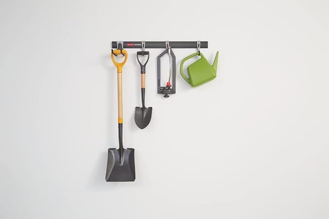 Rubbermaid FastTrack Garage Storage Utility Hooks 5 Piece Black All in One Rail Hook Kit and Tool Organizer Heavy Duty for Home/Garage/Shed/Garden