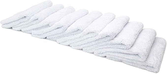 Autofiber Korean Plush Premium Edgeless Microfiber Detailing Towels - Pack of 10, White (16 inch x 16 inch)