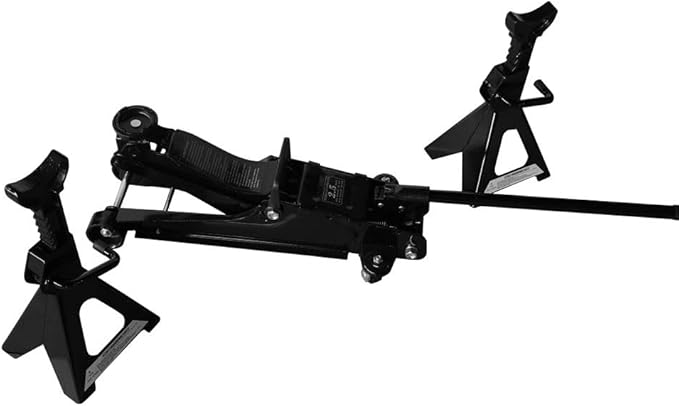 2.5 Ton Car Truck Floor Jack Service Heavy Duty Steel Hydraulic Low Profile Jack with 2 Jack Stands Tire Repair Kit for Garages Automotive Repair Shops Lifting Range 3.3"-15"