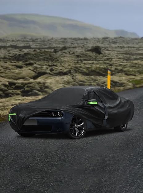 Car Cover Custom Fit for Dodge Challenger 2008-2023,6 Layers Truck Cover Waterproof All Weather for Automobiles,Outdoor Full Exterior Cover,Rain, Sun, Wind Protection,Black