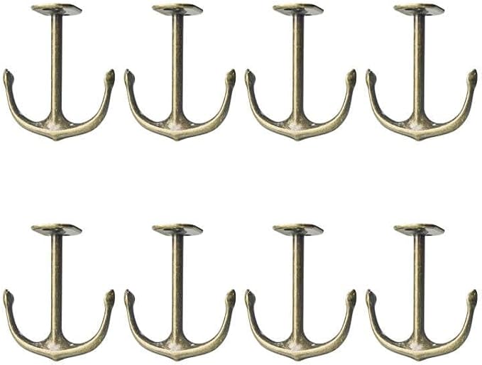 Anchor Two Prong Ceiling Hook for Closet Top Bathroom Kitchen Cabinet Garage Pack of 8 (Bronze)