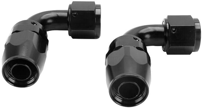 LokoCar 4AN Hose End Fitting 90 Degree Swivel For CPE Braided Hose Black 2Pcs