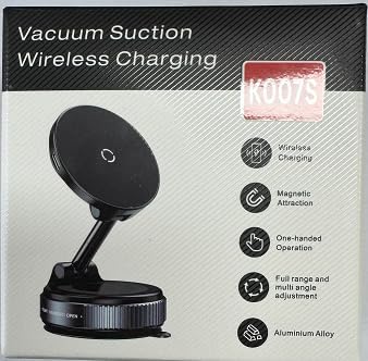 15W Wireless Charger Magnetic Car Phone Holder [Vacuum Suction Cup] 360° Adjustable & Foldable Car Mount for Dashboard/Windshield/Smooth Surface [Compatible with MagSafe] for iPhone/Samsung