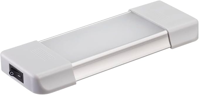 LED Interior Utility Light Fixture 6.7" x 2.6", High Lumen-Output Low Current Draw Energy Efficient, Frosted Lens 6000K Cool-White Even Diffused Beam, On/Off Rocker Switch, 12V-24V DC, 1-Pack
