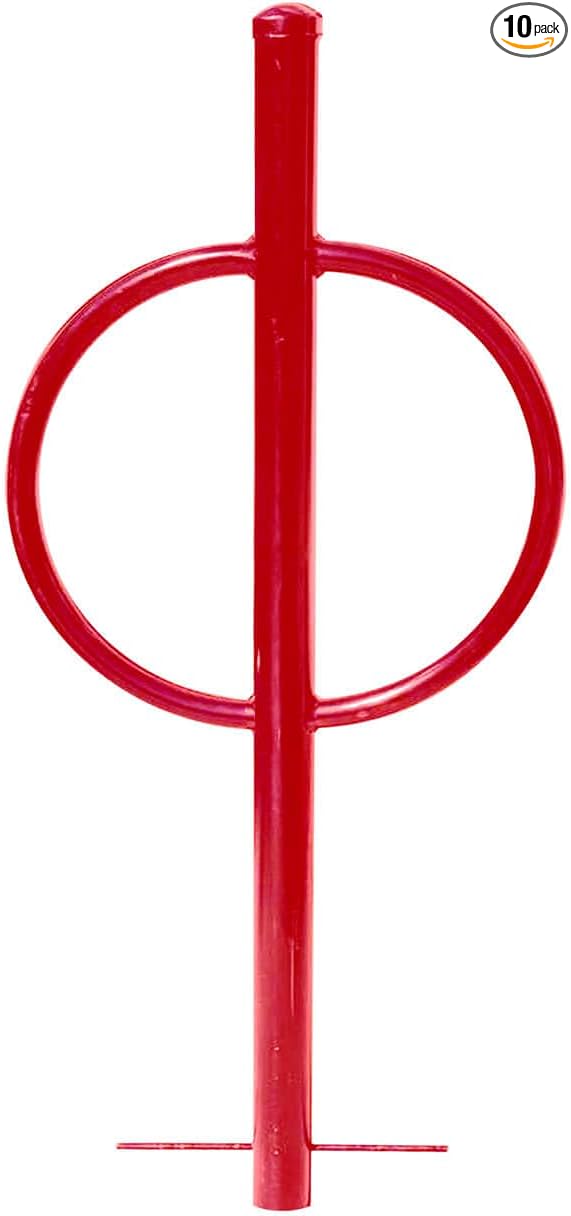 Sandbaggy Post and Ring Rack - In Ground - Commercial Outdoor Bike Parking & Storage Racks (Red, 10)