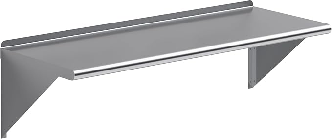 AmGood 48" Long X 18" Deep Stainless Steel Wall Shelf | NSF Certified | Appliance & Equipment Metal Shelving | Kitchen, Restaurant, Garage, Laundry, Utility Room