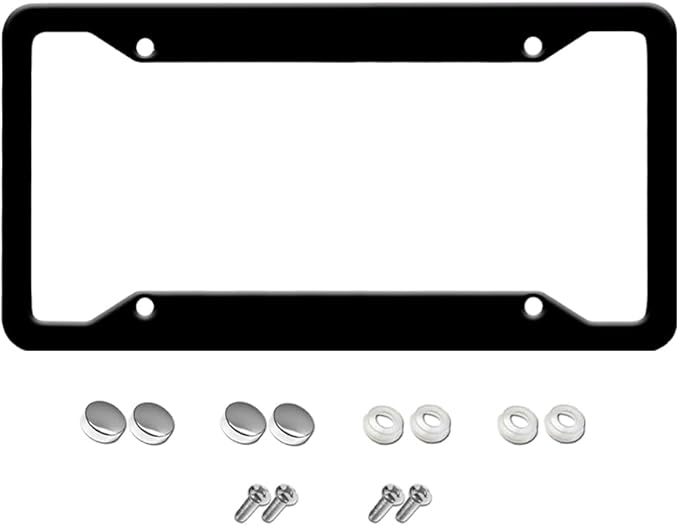 Personalized License Plate Frames Custom License Plate Holder 4 Holes Text Customizable Design Black Metal Chrome Car Tag Sign Funny Gift for Men Women Front or Back of Car Truck 6.3"x12.2"