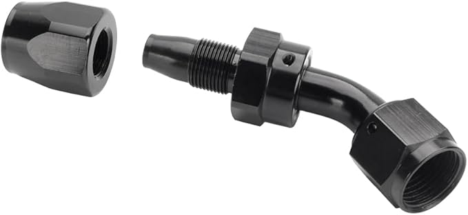 LokoCar 10AN Hose End Fitting 45 Degree Swivel For CPE Braided Hose Black 2Pcs