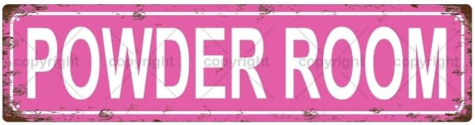 POWDER ROOM Space Vintage Metal Tin Street Sign Bar Cafe Garage Cave Home Room Wall Bathroom Farmhouse Garden Porch Patio Decor, 16 x 4 Inch