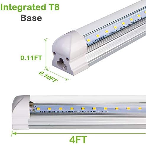 hykolity 6 Pack 4FT LED Shop Light,40W, 5200LM, 6500K Super Bright White,V Shape Integrated T8 LED Tube Light,4 Foot Linkable Shop Lights with Built-in ON/Off Switch for Garage,Warehouse,Workshop