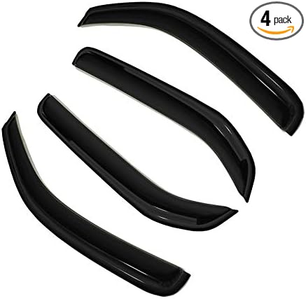 4pc Sun Rain Guards Window Visor Wind Deflector Compatible with Nissan Xterra 2005-2015 Smoke