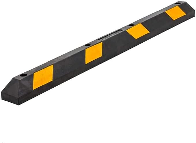 Zento Deals Rubber Parking Curb Garage Car Stopper - Parking Wheel Stopper Block 72” Wide Easy to Install, Black/Yellow Reflective Parking Block; for Car, Truck, Trailer and RV (Black and Yellow)