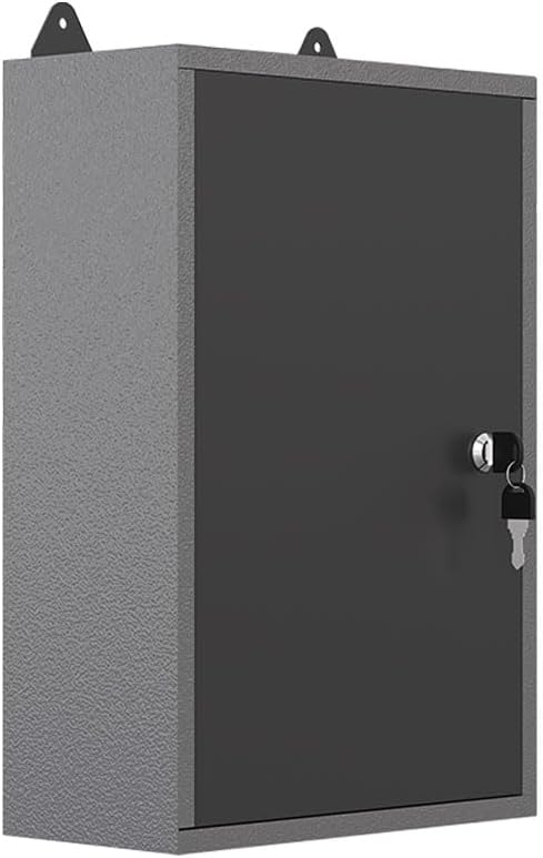 JZD Steel Wall Mount Storage Garage Cabinet, Metal Hanging Tool Cabinets, Black & Grey