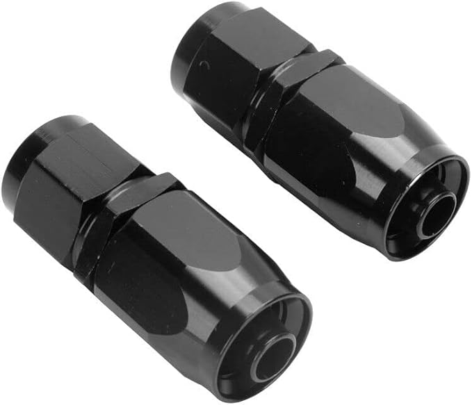 LokoCar 8AN Hose End Fitting 0 Degree Straight Swivel For CPE Braided Hose Black 2Pcs